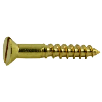 #4 x 3/4" Slotted Flat Head, Wood Screw, Brass 