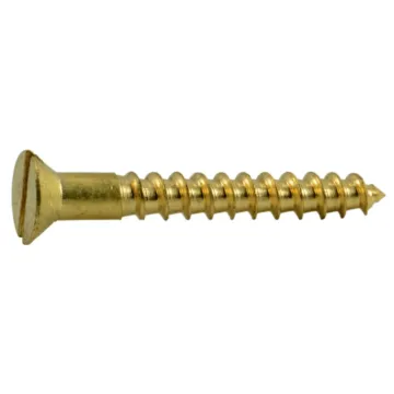 #4 x 7/8" Slotted Flat Head, Wood Screw, Brass 