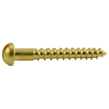 #4 x 7/8" Slotted Round Head, Wood Screw, Brass 