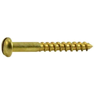 #4 x 1" Slotted Round Head, Wood Screw, Brass 