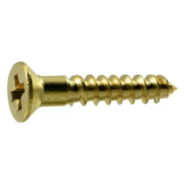 #4 x 5/8" Slotted Flat Head, Wood Screw, Brass 