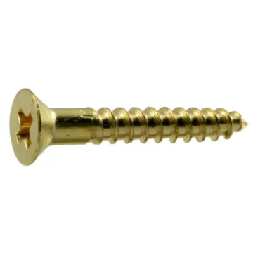 #4 x 3/4" Slotted Flat Head, Wood Screw, Brass 