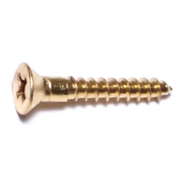 #6 x 7/8" Slotted Flat Head, Wood Screw, Brass 