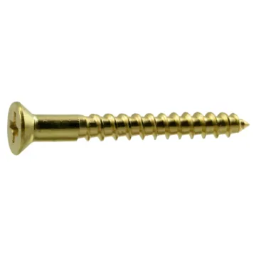 #6 x 1-1/4" Slotted Flat Head, Wood Screw, Brass 