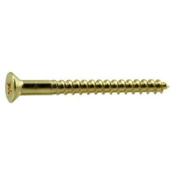 #6 x 1-1/2" Slotted Flat Head, Wood Screw, Brass 
