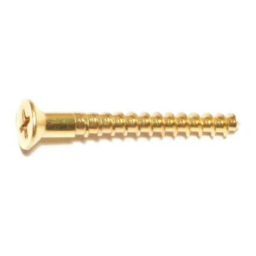 #8 x 1-1/2" Slotted Flat Head, Wood Screw, Brass 