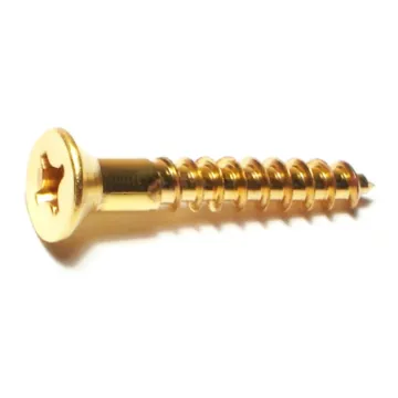 #10 x 1-1/4" Slotted Flat Head, Wood Screw, Brass 