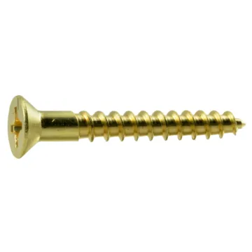 #10 x 1-1/2" Slotted Flat Head, Wood Screw, Brass 