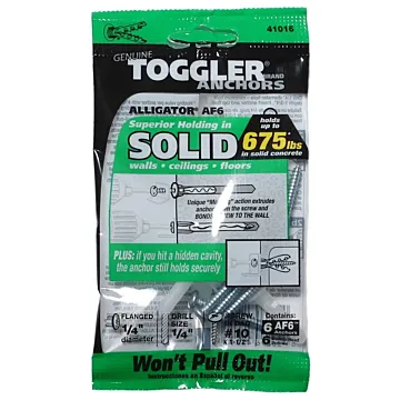 TOGGLER Concrete & Drywall Anchor (6 pk) 1-1/2 in.