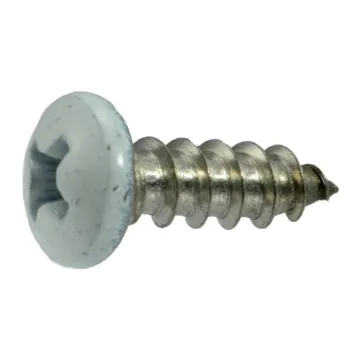 #8 x 1/2" Phillips Pan Head, Sheet Metal Screw, Stainless Steel, White 