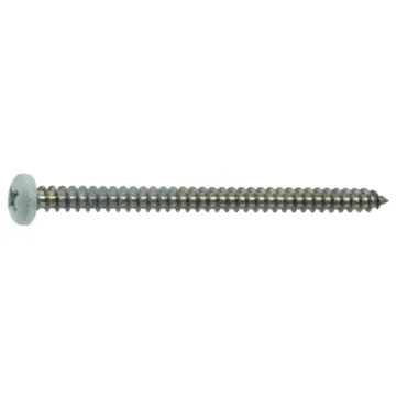#8 x 2-1/2" Phillips Pan Head, Sheet Metal Screw, Stainless Steel, White 