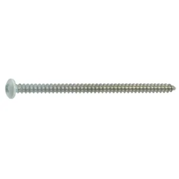 #8 x 3" Phillips Pan Head, Sheet Metal Screw, Stainless Steel, White 