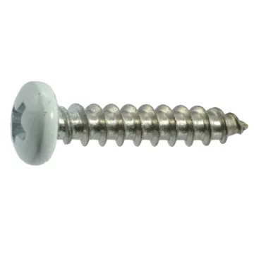 #10 x 1" Phillips Pan Head, Sheet Metal Screw, Stainless Steel, White 