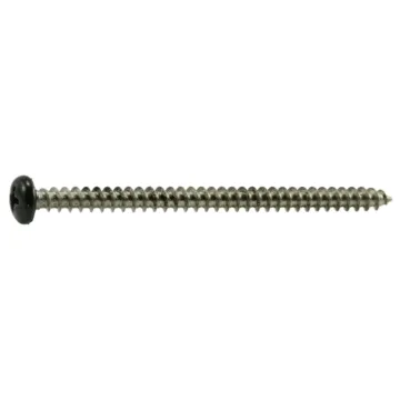 #10 x 3" Phillips Pan Head, Sheet Metal Screw, Stainless Steel, Black 