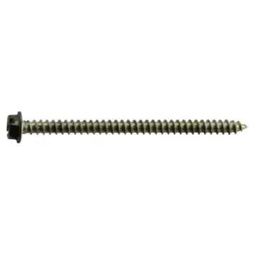 #8 x 2-1/2" Slotted Hex Head, Sheet Metal Screw, Stainless Steel, Black 
