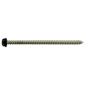 #8 x 3" Slotted Hex Head, Sheet Metal Screw, Stainless Steel, Black 