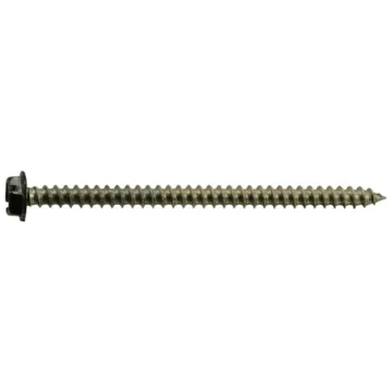 #10 x 3" Slotted Hex Head, Sheet Metal Screw, Stainless Steel, Black 