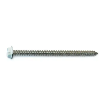 #8 x 2-1/2" Slotted Hex Head, Sheet Metal Screw, Stainless Steel, White 