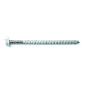 #8 x 3" Slotted Hex Head, Sheet Metal Screw, Stainless Steel, White 