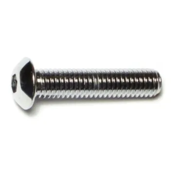 3/8"-16 x 1-3/4" Button Head Cap Screw, Coarse Thread, Chrome