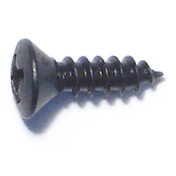 #10 x 1 Phillips Pan Head, Sheet Metal Screw, Zinc, Black 