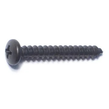 #10 x 1-1/2" Phillips Pan Head, Sheet Metal Screw, Zinc, Black 