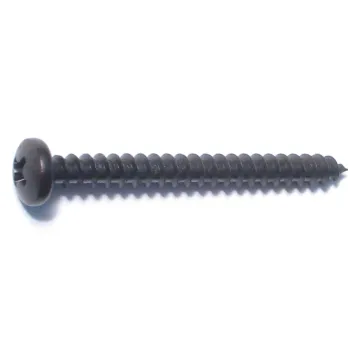 #10 x 2" Phillips Pan Head, Sheet Metal Screw, Zinc, Black 