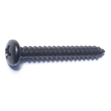 #14 x 2" Phillips Pan Head, Sheet Metal Screw, Zinc, Black 
