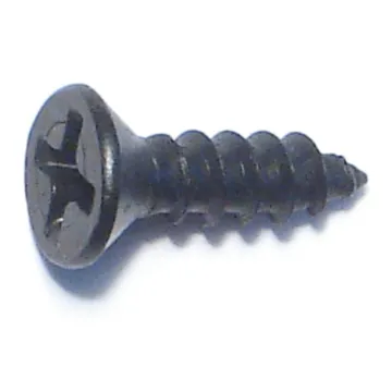 #6 x 1/2" Phillips Flat Head, Sheet Metal Screw, Zinc, Black 