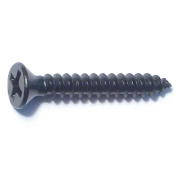 #6 x 1" Phillips Flat Head, Sheet Metal Screw, Zinc, Black 