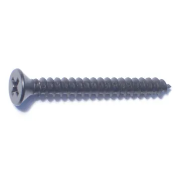 #8 x 1-1/2" Phillips Flat Head, Sheet Metal Screw, Zinc, Black 