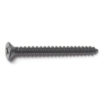 #10 x 2" Phillips Flat Head, Sheet Metal Screw, Zinc, Black 