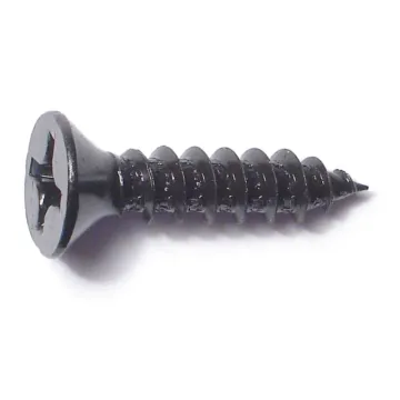 #12 x 1" Phillips Flat Head, Sheet Metal Screw, Zinc, Black 