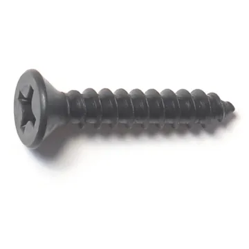 #12 x 1-1/4" Phillips Flat Head, Sheet Metal Screw, Zinc, Black 