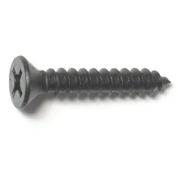 #14 x 1-1/2" Phillips Flat Head, Sheet Metal Screw, Zinc, Black 