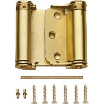 National Hardware 3 In. Satin Brass Double-Acting Spring Door Hinge