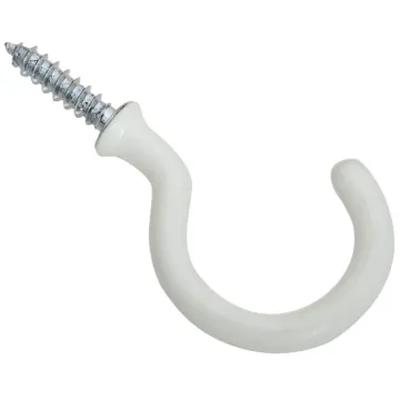 National Hardware Cup Hook (White Vinyl Coated - 2 pk) 2 in.