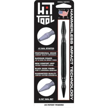 HIT Tool 2/32 In. x 7 In. HSS Steel Hammerless Spring Loaded Nail Starter & Nail Set