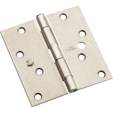 National Hardware 4 In. Satin Nickel Square Door Hinge, (3-Pack)