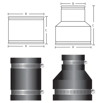PIPECONX 5 x 4 in Plastic or Cast Iron to Plastic or Cast Iron 4 in Coupling