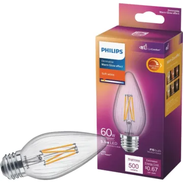 Philips Lighting Philips Warm Glow 60W Equivalent Soft White F15 Medium Dimmable Post LED Decorative Light Bulb