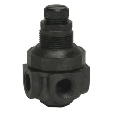 WATTS 1/4 In Miniature Plastic Water Pressure Regulator, Npt Female, Acetal Plug, 0-25 psi, Gauge Port/90Degree Inlet To Outlet
