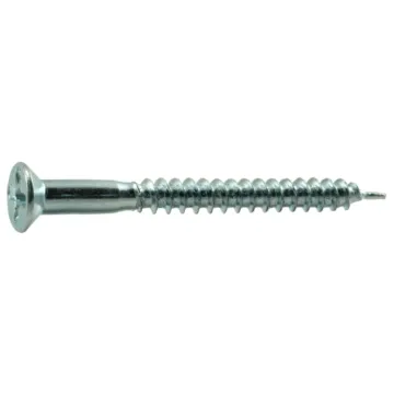 #8 x 1-3/4" Phillips Flat Head, Wood Screw, Zinc 