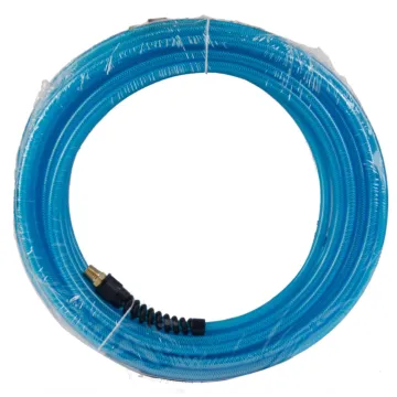 Flexeel Hose, 1/4" x 50', 1/4" MPT Reusable Strain Relief Fittings, Transparent Blue