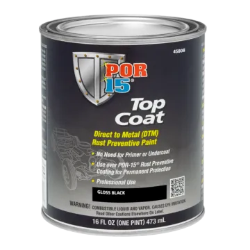 POR-15® 45808 1 pt Gloss BlackLiquid Rust Preventive Top Coat DTM Paint