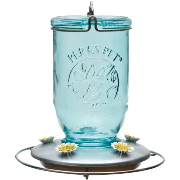 Perky-Pet Glass Bird Feeder w/ 5-Ports/Perches (Blue) 32 oz