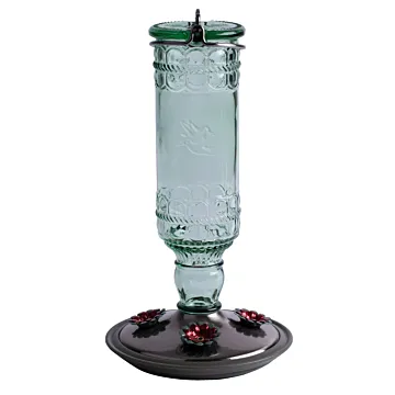 Perky-Pet Glass Antique Bottle Hummingbird Feeder (Green) 10 oz