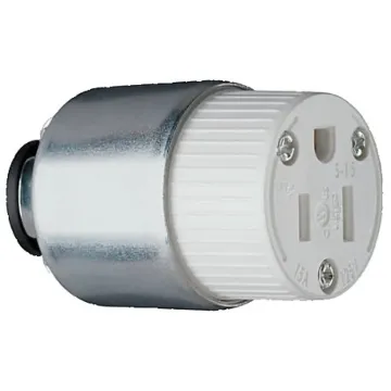 Pass & Seymour Legrand PS515CACC20 Armored Connector, 2 -Pole, 15 A, 125 V, NEMA: NEMA 5-15R, White