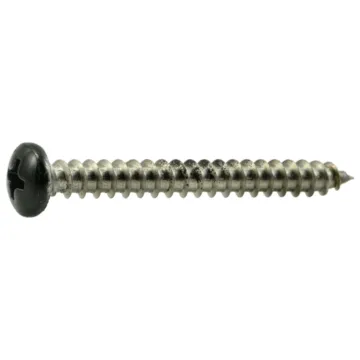 #8 x 1-1/2" Phillips Pan Head, Sheet Metal Screw, Stainless Steel, Black 