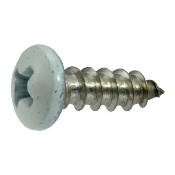 #8 x 1/2" Phillips Pan Head, Sheet Metal Screw, Stainless Steel, White 